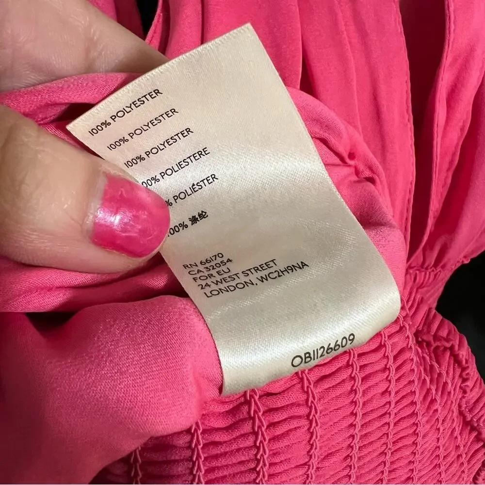 Free People FP Hot Pink Deep V-neck Satin Wrap Tie Waist Crop Top Size XS